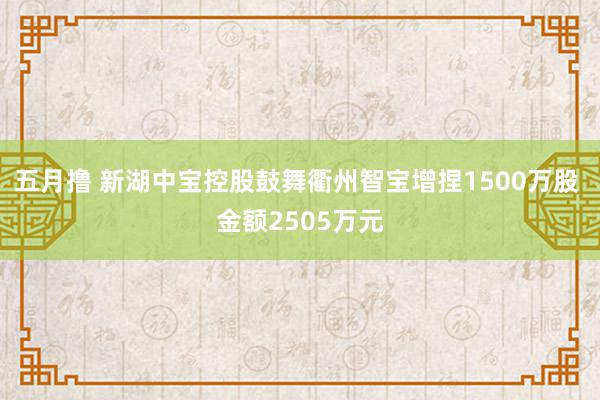 五月撸 新湖中宝控股鼓舞衢州智宝增捏1500万股 金额2505万元