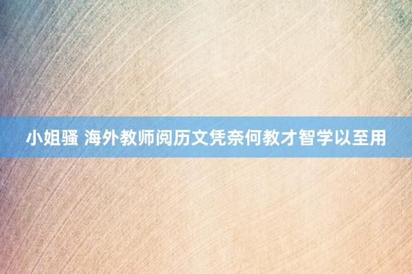 小姐骚 海外教师阅历文凭奈何教才智学以至用