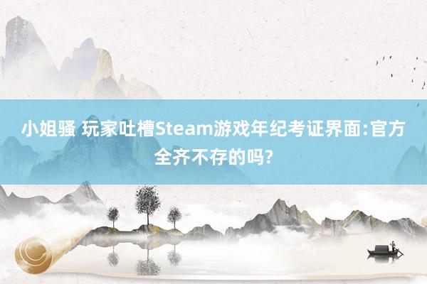 小姐骚 玩家吐槽Steam游戏年纪考证界面:官方全齐不存的吗?