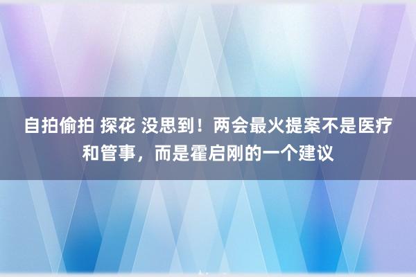 自拍偷拍 探花 没思到！两会最火提案不是医疗和管事，而是霍启刚的一个建议