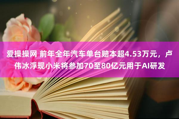 爱操操网 前年全年汽车单台赔本超4.53万元，卢伟冰浮现小米将参加70至80亿元